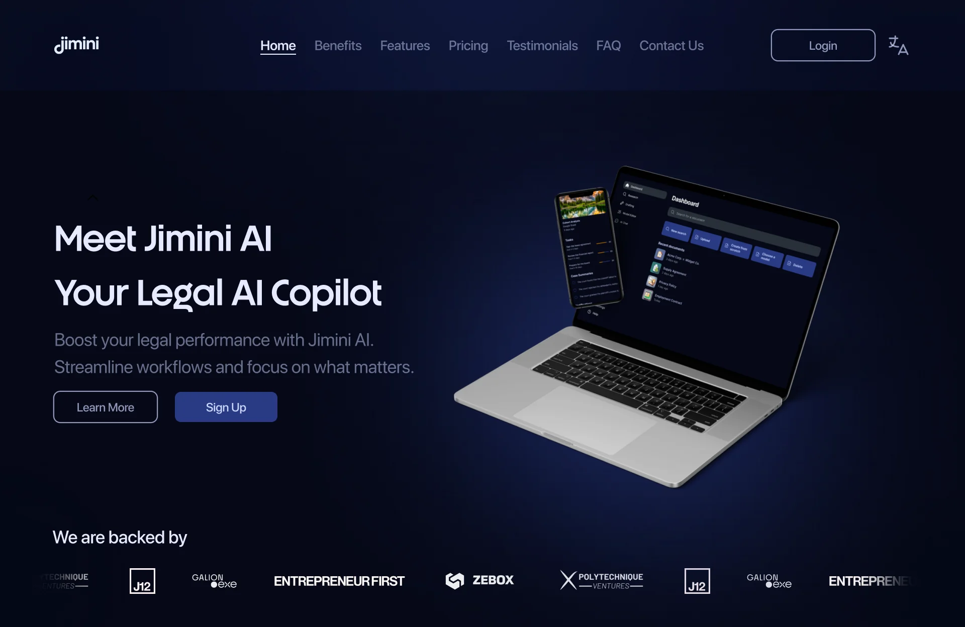 The new Jimini AI homepage
