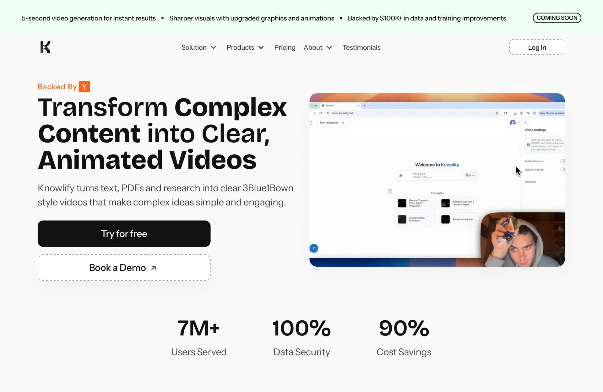 The new Knowlify homepage