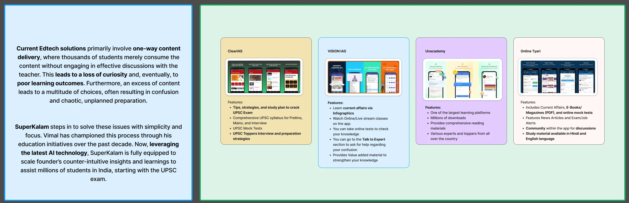 The problem, and four UPSC apps side by side